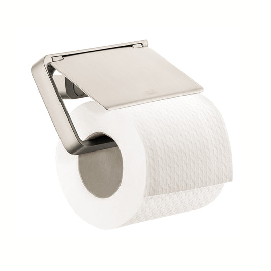 AXOR Universal SoftSquare Toilet Paper Holder with Cover in Brushed Nickel