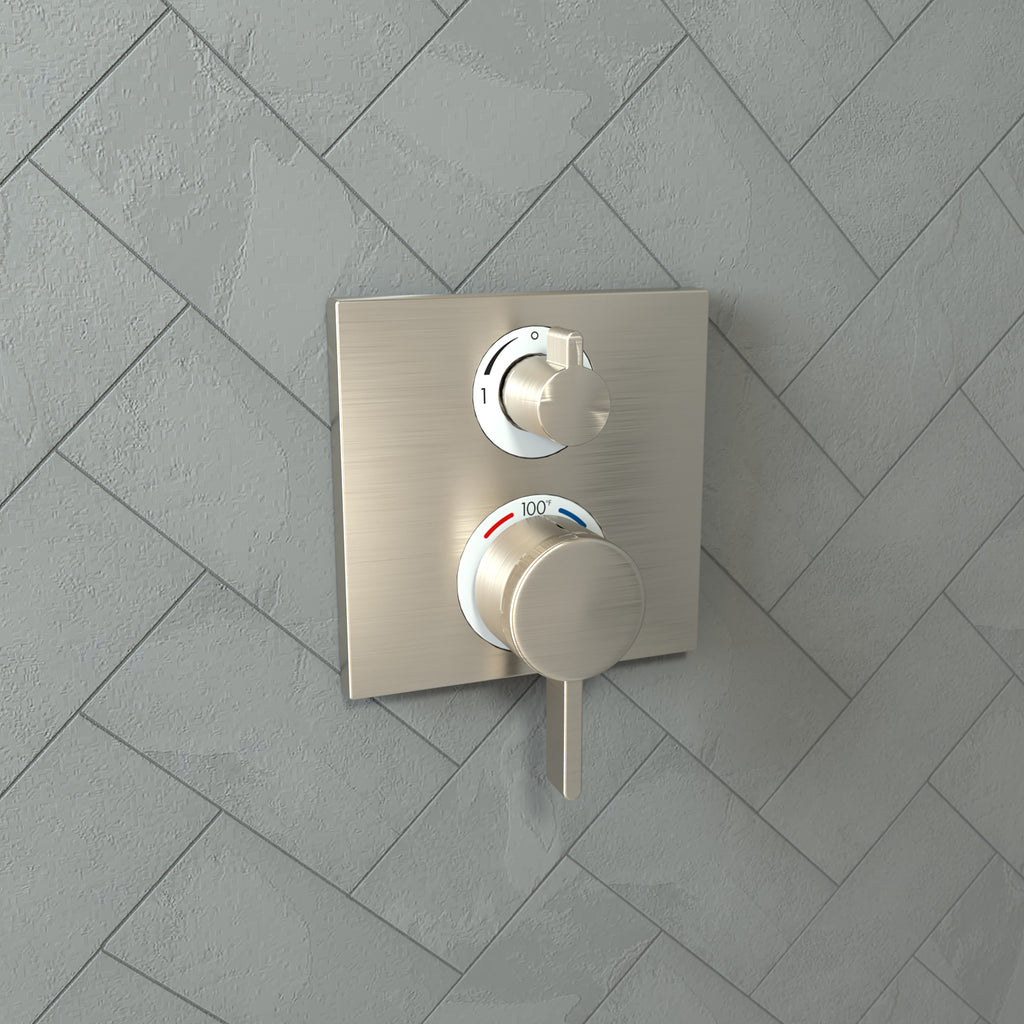 HANSGROHE 15714821 Ecostat Square Thermostatic Trim with Volume Control and Diverter - Brushed Nickel