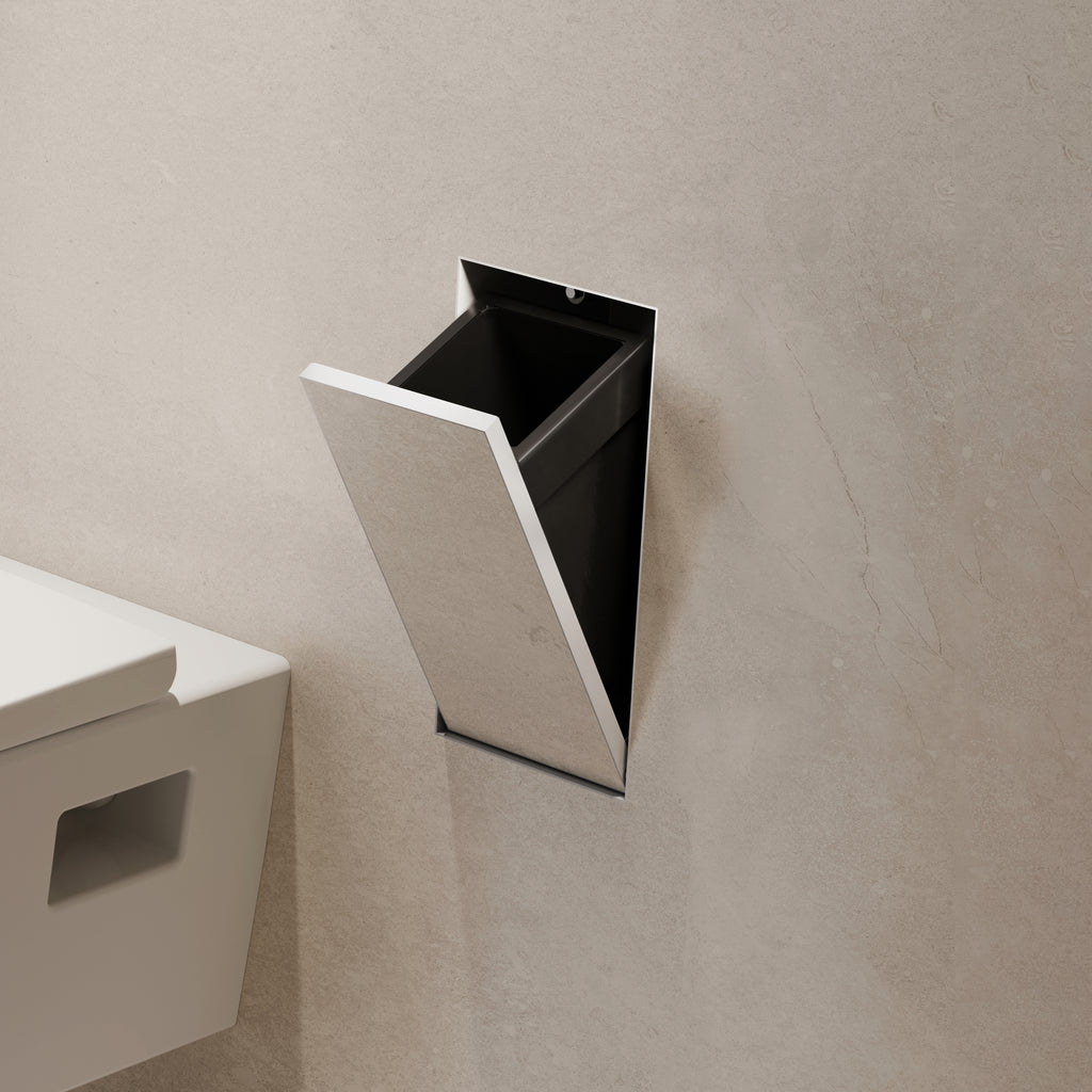 HANSGROHE 56063700 XtraStoris Rock Recessed Trash Bin with Shelf & Tileable Door - Matte White