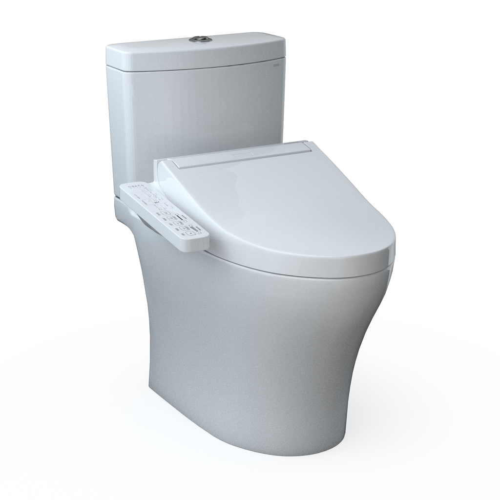 TOTO MW4463074CEMFGN#01 Washlet+ Aquia Iv Two-Piece Elongated Universal Height Dual Flush 1.28 And 0.9 Gpf Toilet And Washlet C2 Bidet Seat - Cotton White