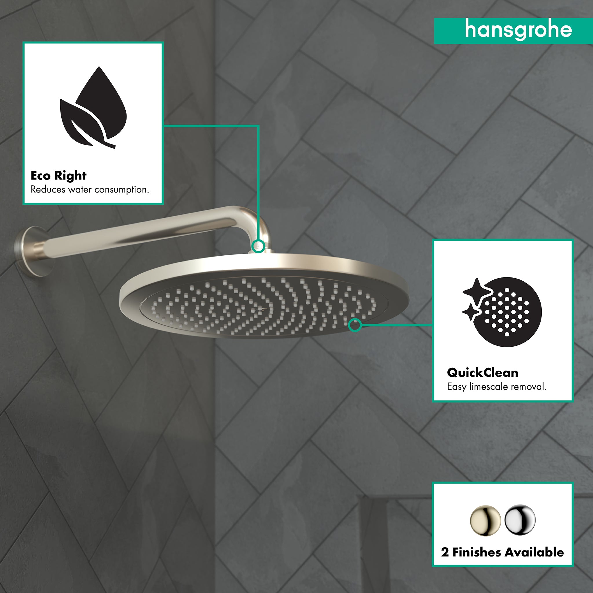 HANSGROHE 26221821 Croma Showerhead 280 1-Jet, 2.0 GPM - Brushed Nickel