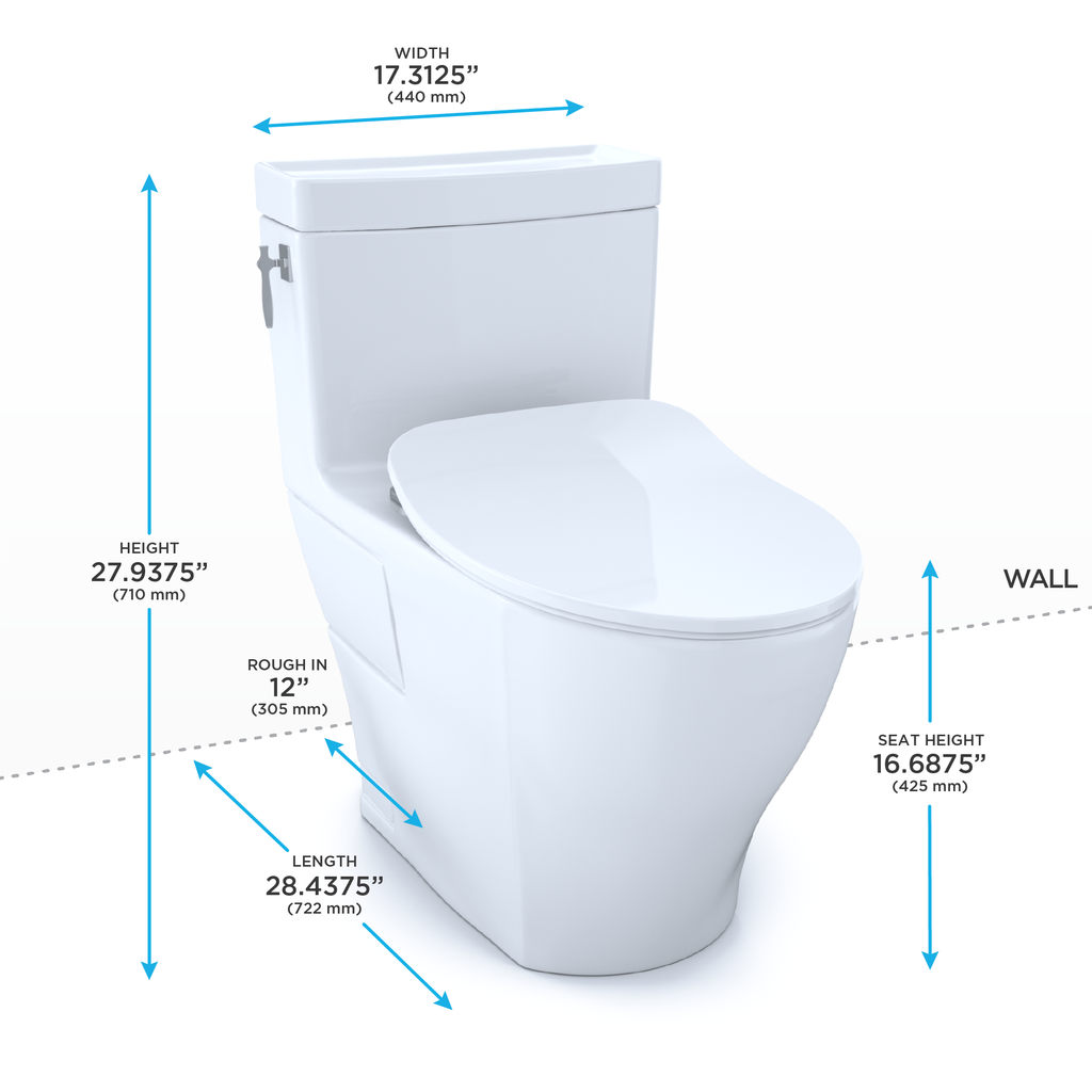 TOTO MS626234CEFG#01 Aimes One-Piece Elongated 1.28 Gpf Toilet With Cefiontect And Softclose Seat - Cotton White
