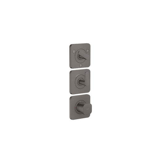 AXOR 49711341 Citterio C Thermostatic Module Trim 15" x 5" for 3 Functions- Cubic Cut - Brushed Black Chrome