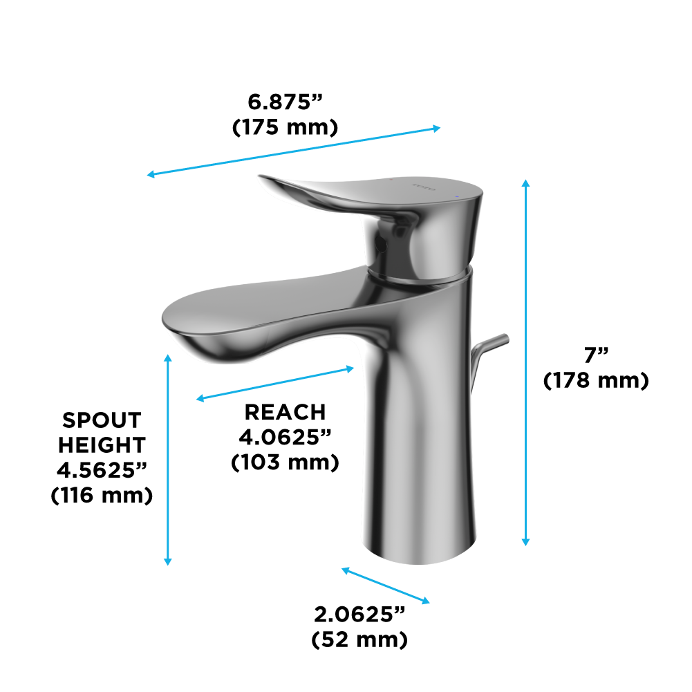 TOTO TLG01301U#CP Go 1.2 Gpm Single Handle Bathroom Sink Faucet With Comfort Glide Technology And Drain Assembly - Polished Chrome