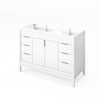 JEFFREY ALEXANDER VKITTHE48WHWQR 48" White Theodora Vanity, White Quartz Vanity Top, undermount rectangle bowl - White