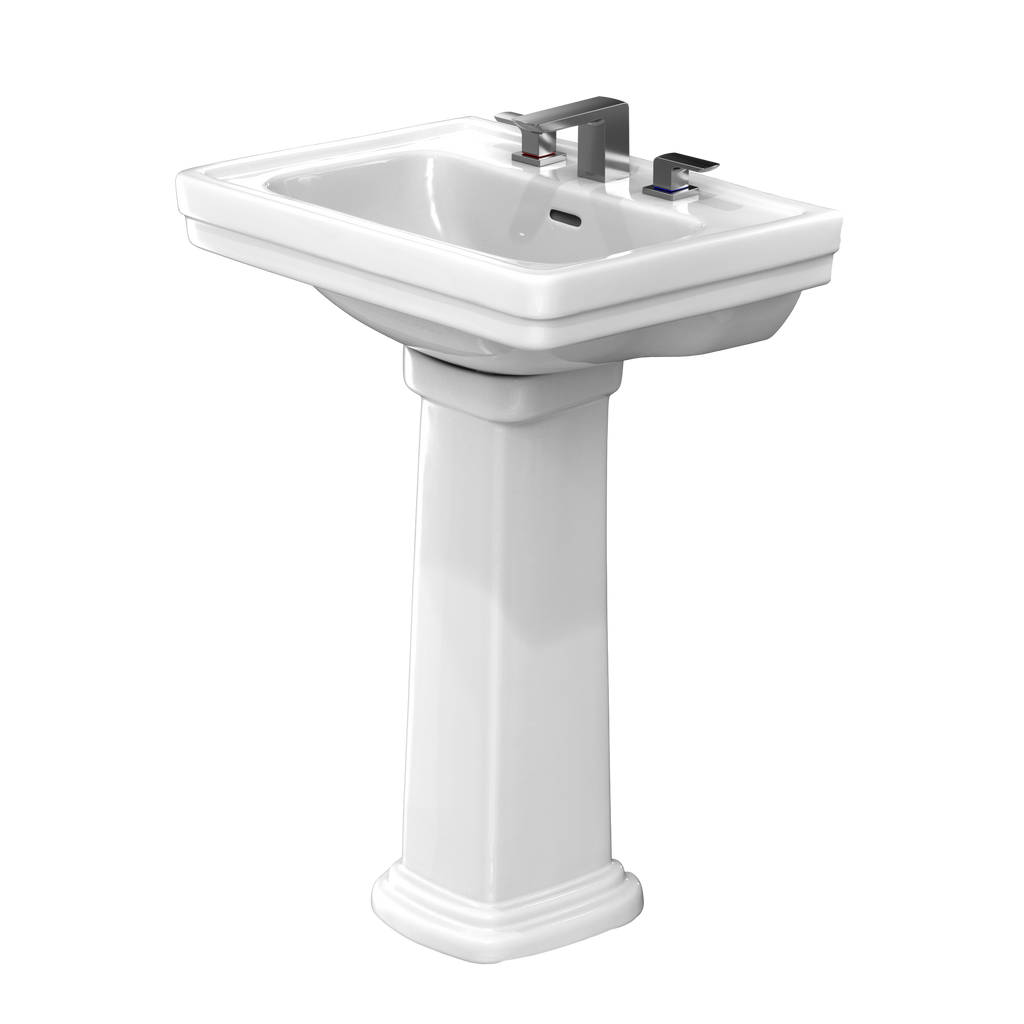 TOTO LPT532.8N#01 Promenade 24" X 19-1/4" Rectangular Pedestal Bathroom Sink For 8 Inch Center Faucets - Cotton White