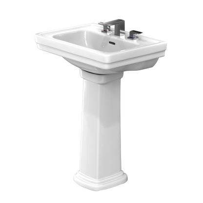 TOTO LPT532.8N#01 Promenade 24" X 19-1/4" Rectangular Pedestal Bathroom Sink For 8 Inch Center Faucets - Cotton White