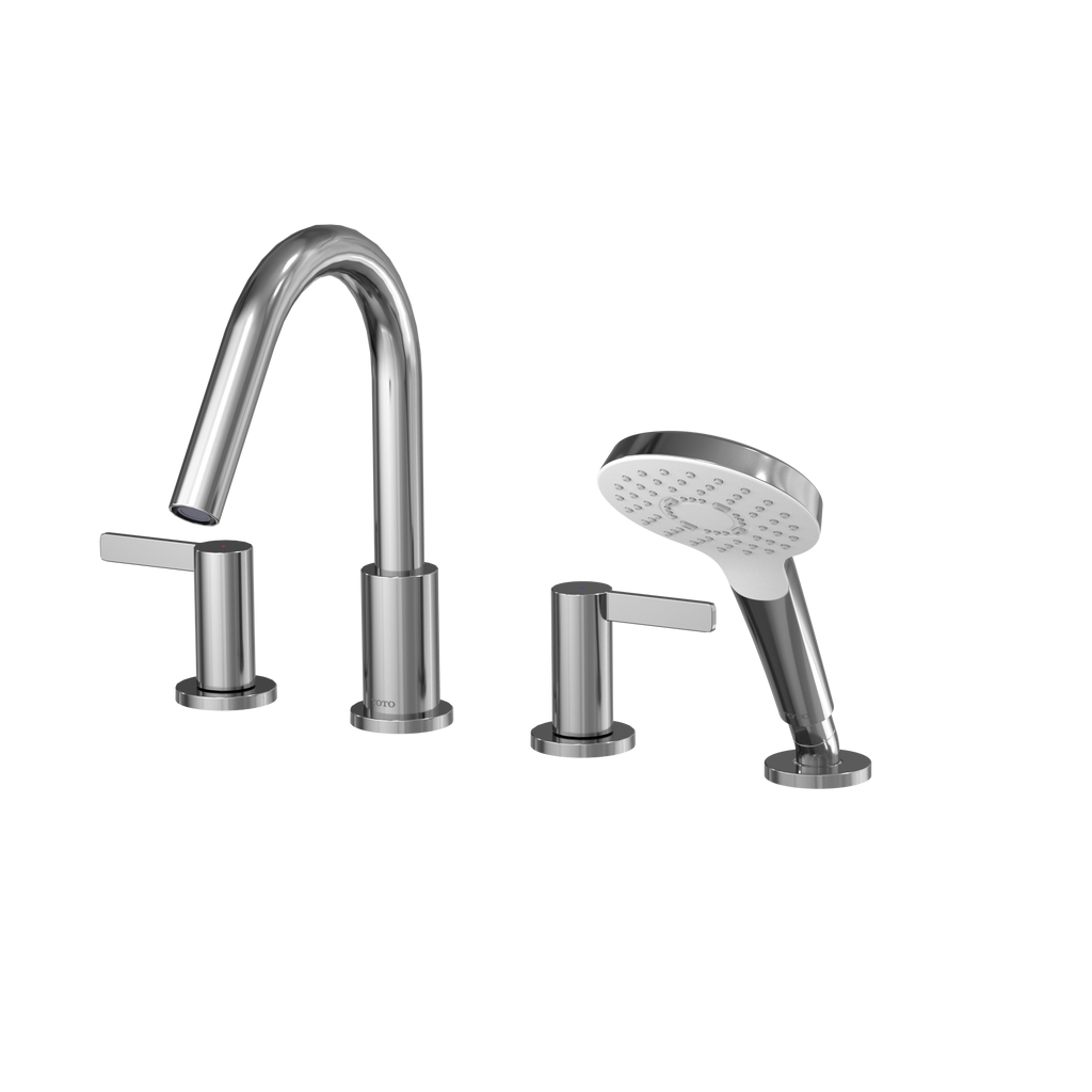 TOTO TBG11202UA#CP Gf Two Lever Handle Deck-Mount Roman Tub Filler Trim With Handshower - Polished Chrome