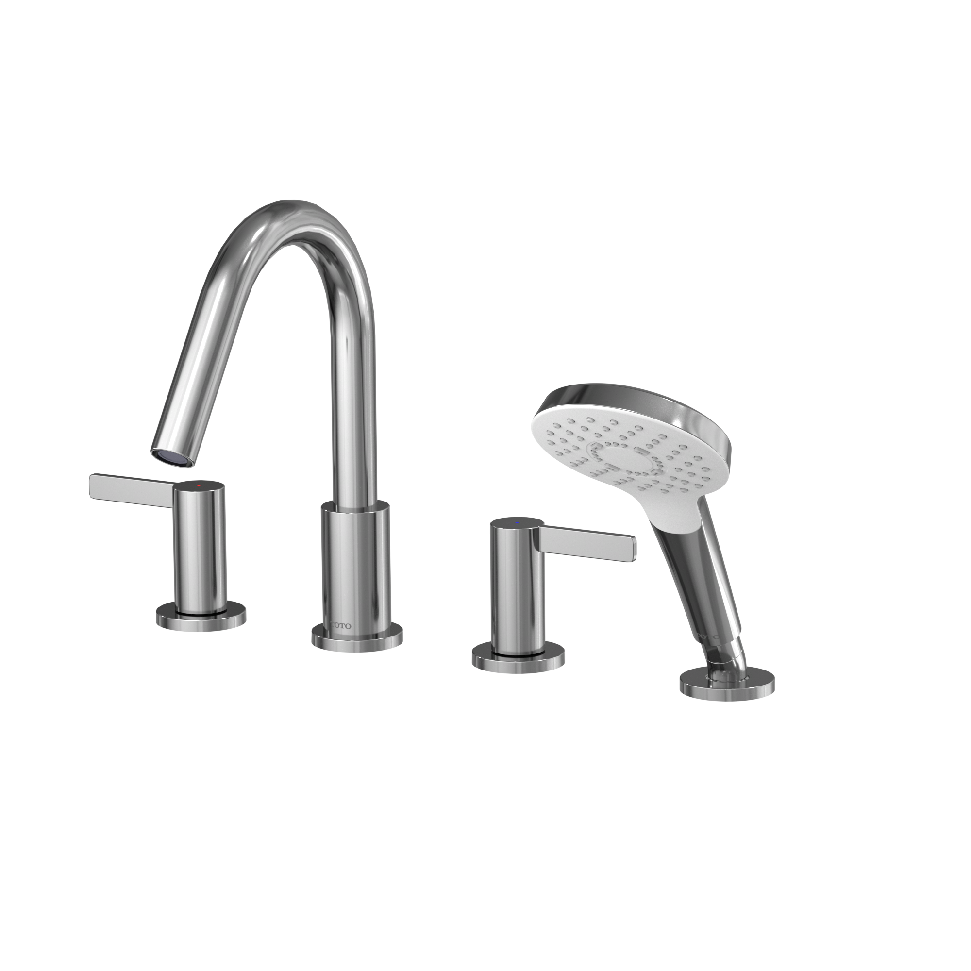 TOTO TBG11202UA#CP Gf Two Lever Handle Deck-Mount Roman Tub Filler Trim With Handshower - Polished Chrome