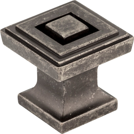 JEFFREY ALEXANDER 585DP Delmar 1" Length Square Knob - Distressed Pewter