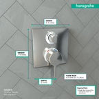 HANSGROHE 15714001 Ecostat Square Thermostatic Trim with Volume Control and Diverter - Chrome