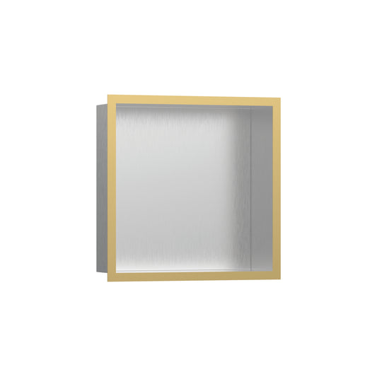HANSGROHE 56097990 XtraStoris Individual Wall Niche Brushed Stainless Steel with Design Frame 12"x 12"x 4"  in Polished Gold Optic