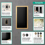 HANSGROHE 56095800 XtraStoris Individual Wall Niche Matte Black with Design Frame 12"x 6"x 4" - Brushed Stainless Steel