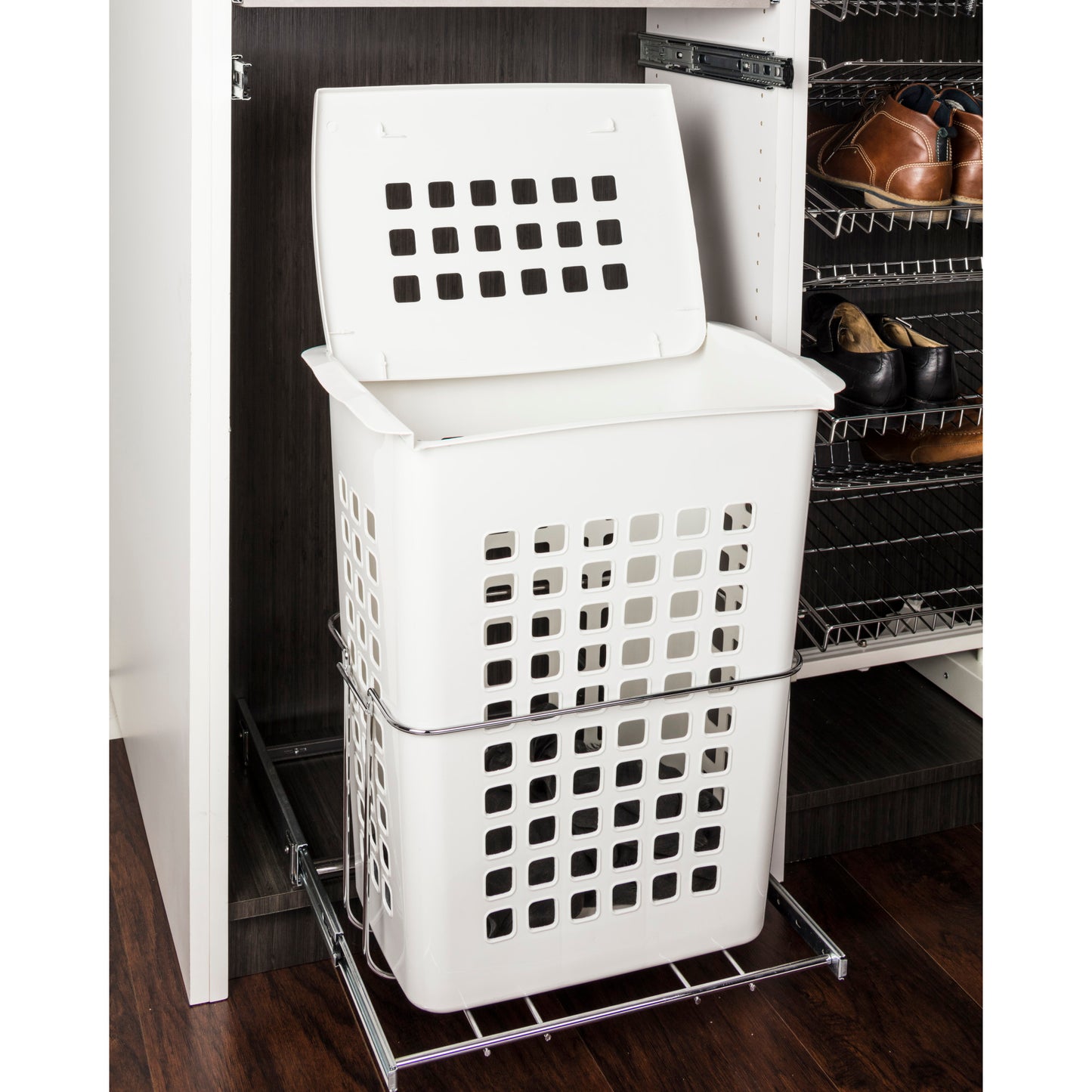 HARDWARE RESOURCES HP-BM1424WPC Laundry Hamper Pullout - Polished Chrome