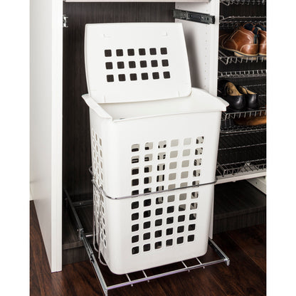 HARDWARE RESOURCES PH-63W Plastic Laundry Hamper with Lid - White