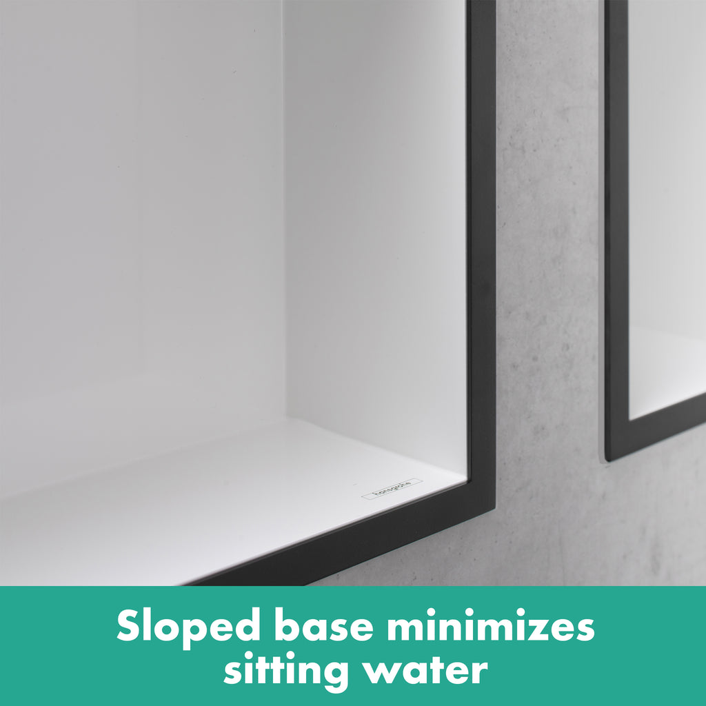 HANSGROHE 56096990 XtraStoris Individual Wall Niche Matte White with Design Frame 12"x 6"x 4" - Polished Gold Optic