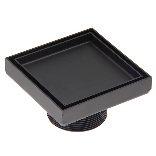 INFINITY DRAIN T 4 BK TD 4 4” x 4” Tile Drain Strainer with 2” Throat in Matte Black