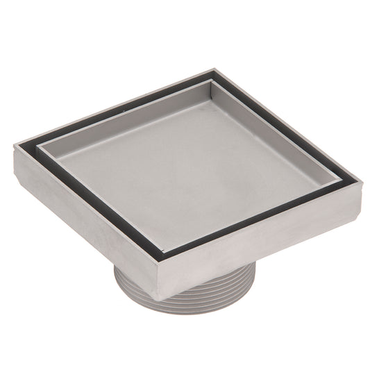 INFINITY DRAIN T 4 SS TD 4 4” x 4” Tile Drain Strainer with 2” Throat in Satin Stainless