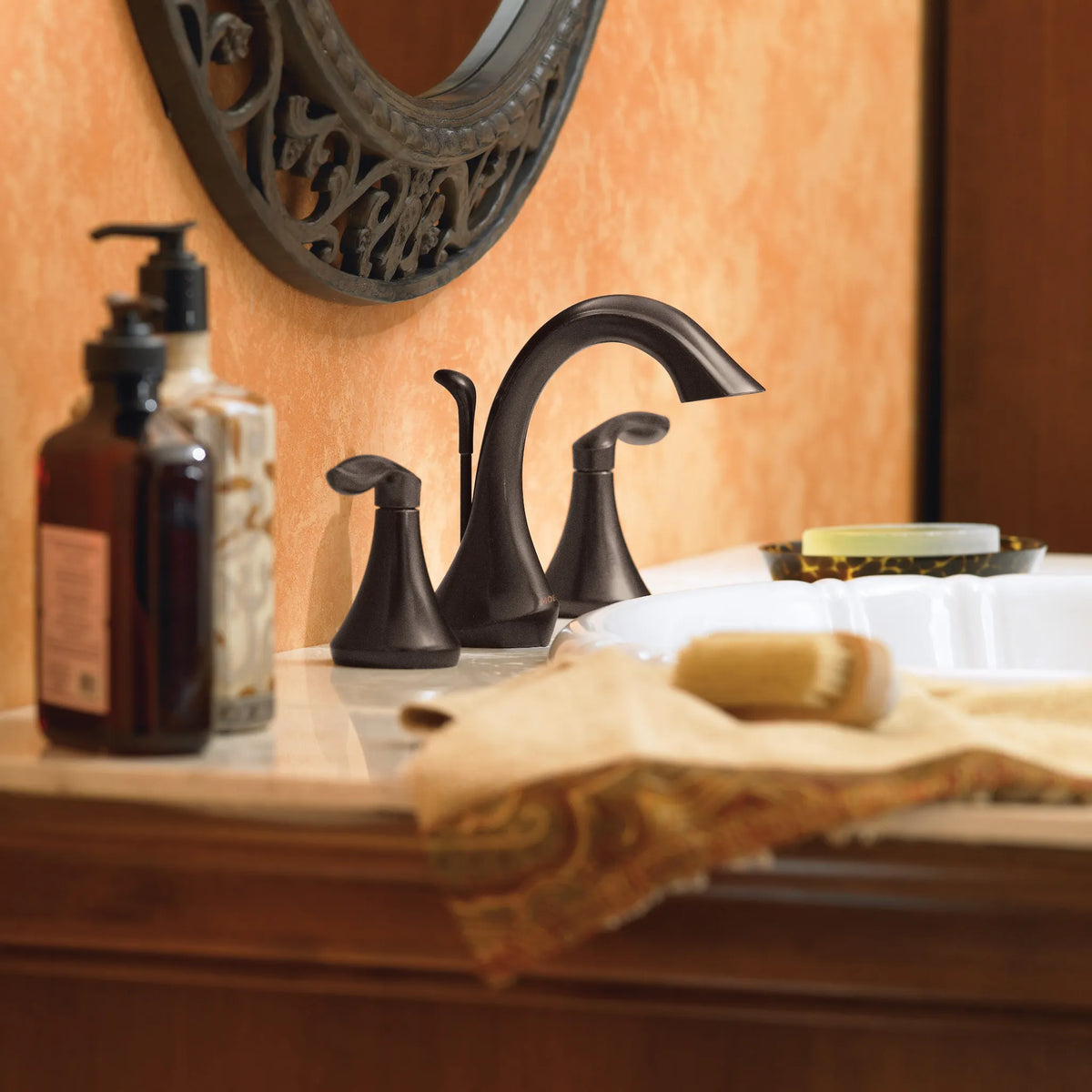 MOEN T6420ORB Eva Two-Handle High Arc Bathroom Faucet - Oil Rubbed Bronze