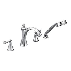 MOEN T654 Wynford Two-Handle Diverter Roman Tub Faucet Including Handheld Shower - Chrome