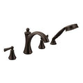 MOEN T654ORB Wynford Two-Handle Diverter Roman Tub Faucet Including Handheld Shower - Oil Rubbed Bronze