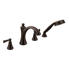MOEN T654ORB Wynford Two-Handle Diverter Roman Tub Faucet Including Handheld Shower - Oil Rubbed Bronze