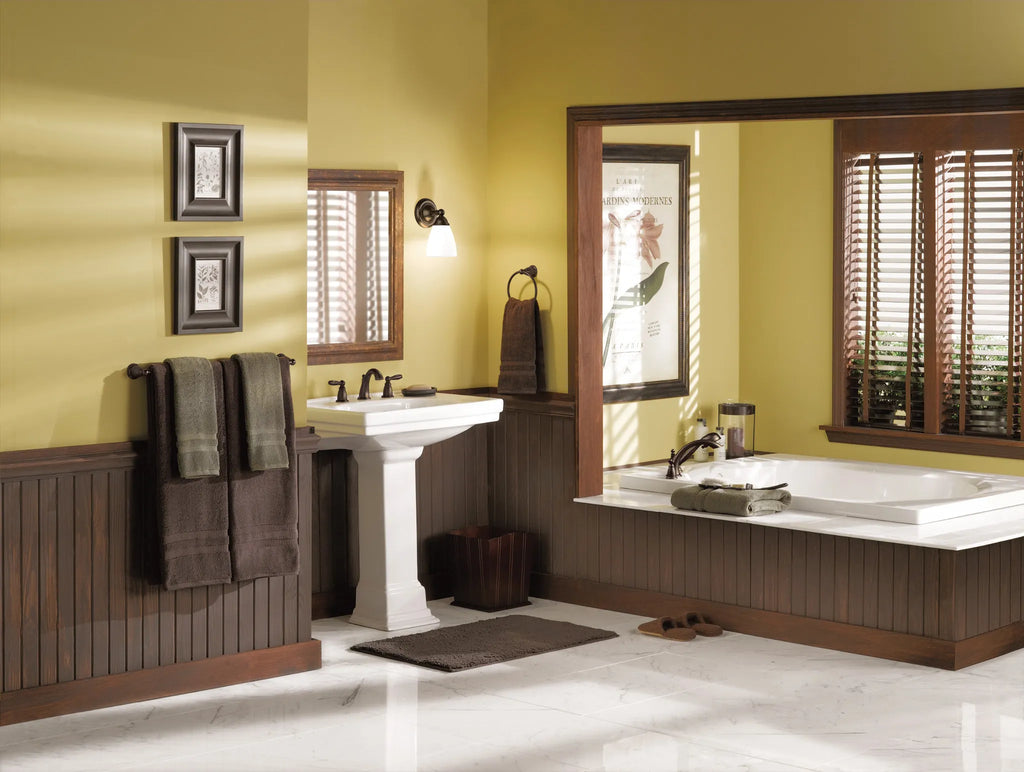 MOEN T924ORB Brantford Two-Handle Low Arc Roman Tub Faucet Including Handheld Shower - Oil Rubbed Bronze