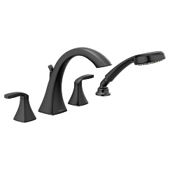 MOEN T694BL Voss Two-Handle High Arc Roman Tub Faucet Includes Hand Shower - Matte Black