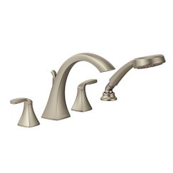 MOEN T694BN Voss Two-Handle High Arc Roman Tub Faucet Including Handheld Shower - Brushed Nickel