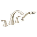 MOEN T694NL Voss Two-Handle High Arc Roman Tub Faucet Including Handheld Shower - Polished Nickel