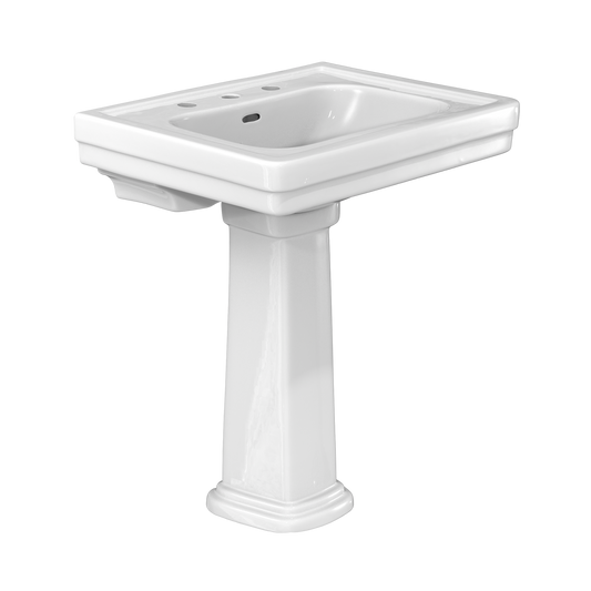 TOTO LPT530.8N#01 Promenade 27-1/2" X 22-1/4" Rectangular Pedestal Bathroom Sink For 8 Inch Center Faucets - Cotton White