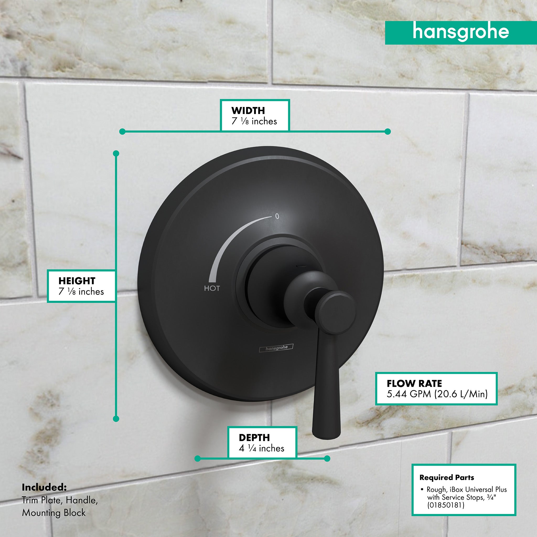 HANSGROHE 04779670 Joleena Pressure Balance Trim - Matte Black