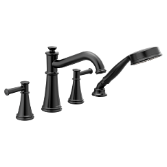 MOEN T9024BL Belfield Two-Handle Diverter Roman Tub Faucet Includes Hand Shower - Matte Black