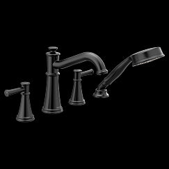 MOEN T9024BL Belfield  Two-Handle Roman Tub Faucet Includes Hand Shower In Matte Black