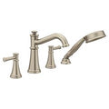 MOEN T9024BN Belfield Two-Handle Diverter Roman Tub Faucet Including Handheld Shower - Brushed Nickel