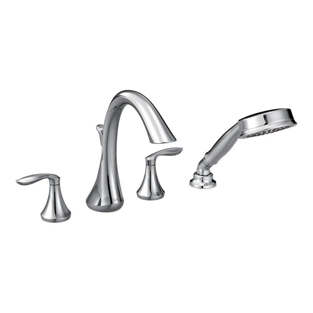 MOEN T944 Eva Two-Handle High Arc Roman Tub Faucet Including Handheld Shower - Chrome