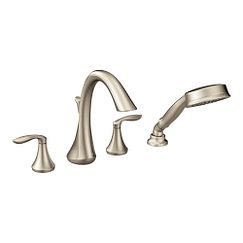 MOEN T944BN Eva Two-Handle High Arc Roman Tub Faucet Including Handheld Shower - Brushed Nickel