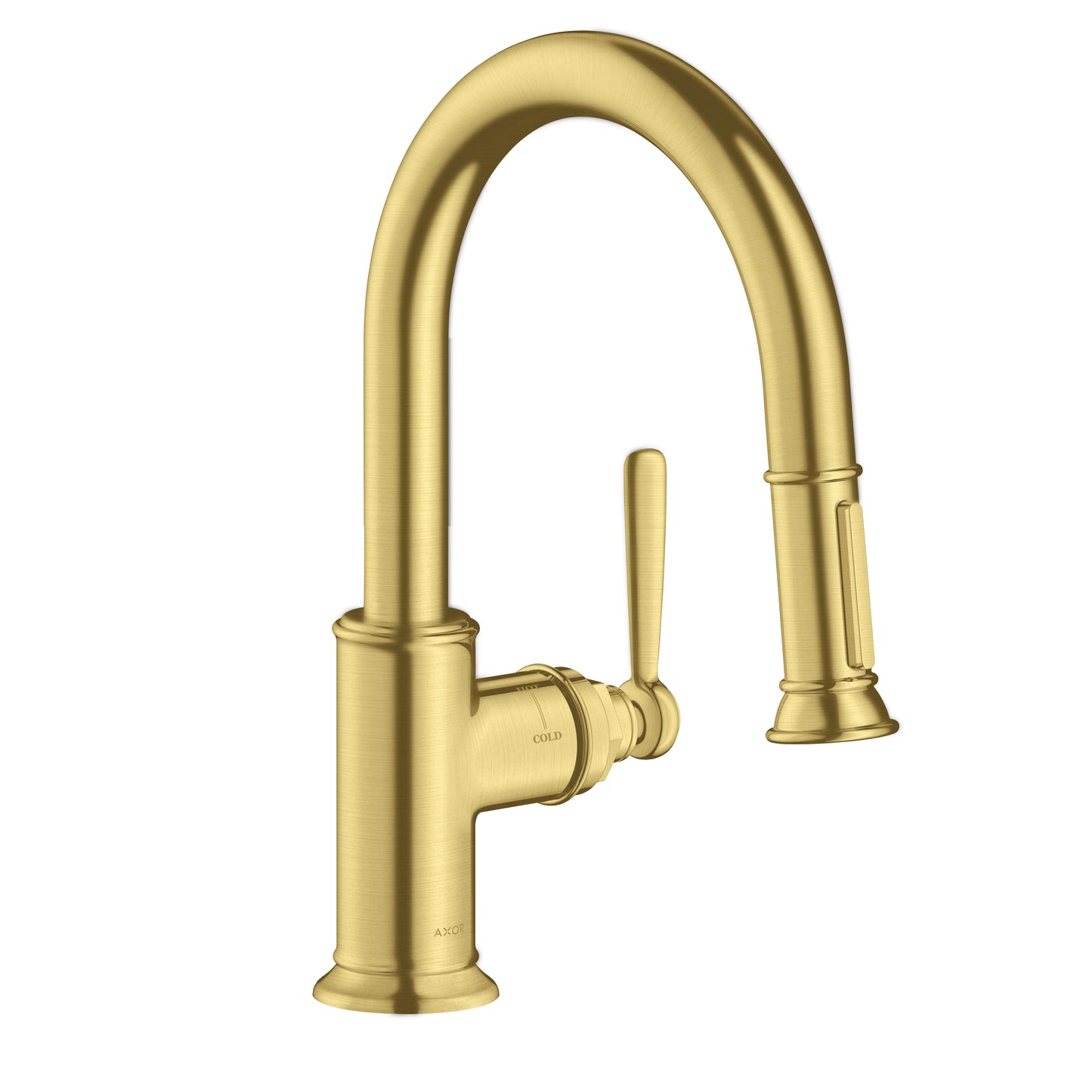 AXOR Montreux Prep Kitchen Faucet 2-Spray Pull-Down, 1.75 GPM in Brushed Gold Optic