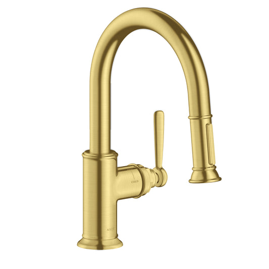 AXOR 16584251 Montreux Prep Kitchen Faucet 2-Spray Pull-Down, 1.75 GPM - Brushed Gold Optic
