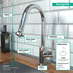 HANSGROHE 04286000 Talis S² Prep Kitchen Faucet, 2-Spray Pull-Down, 1.75 GPM - Chrome