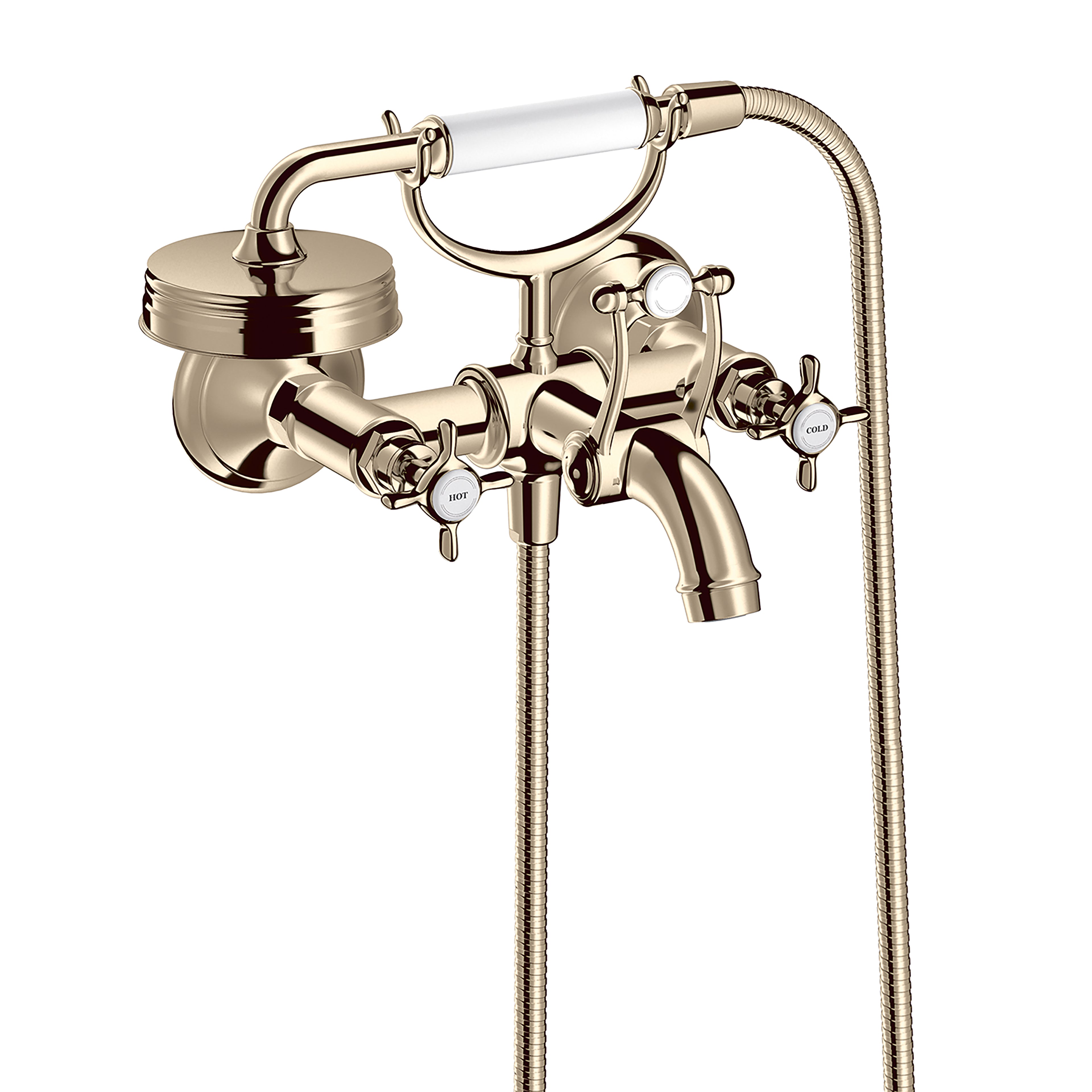 AXOR 16561831 Montreux 2-Handle Wall-Mounted Tub Filler with Cross Handles and 1.8 GPM Handshower - Polished Nickel