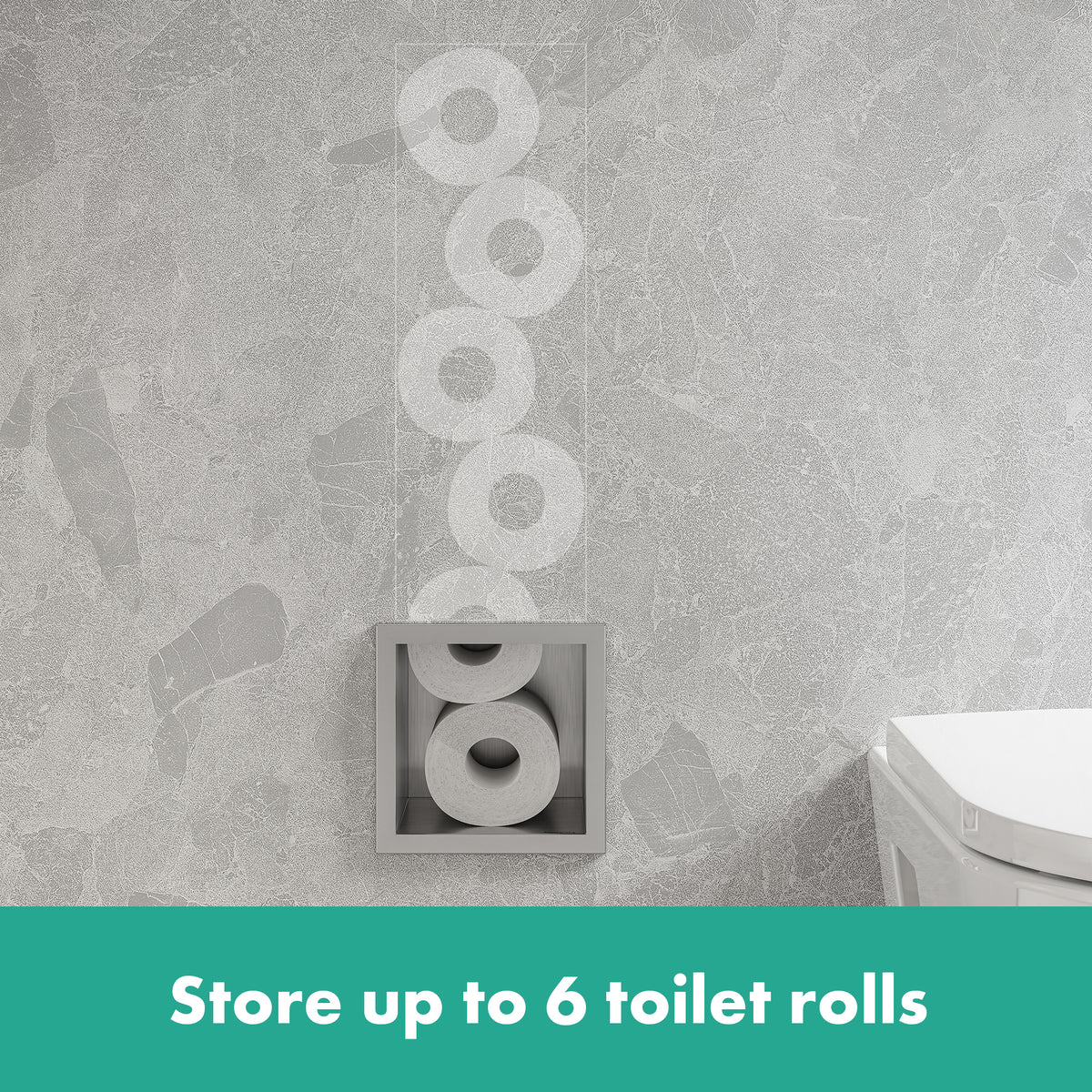 HANSGROHE 56058800 XtraStoris Original Recessed Toilet Paper Holder with Storage & Tileable Door - Brushed Stainless Steel