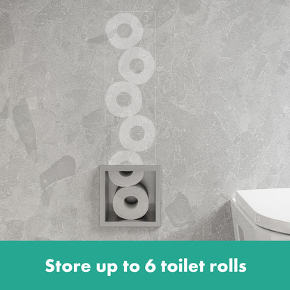 HANSGROHE 56058800 XtraStoris Original Recessed Toilet Paper Holder with Storage & Tileable Door - Brushed Stainless Steel