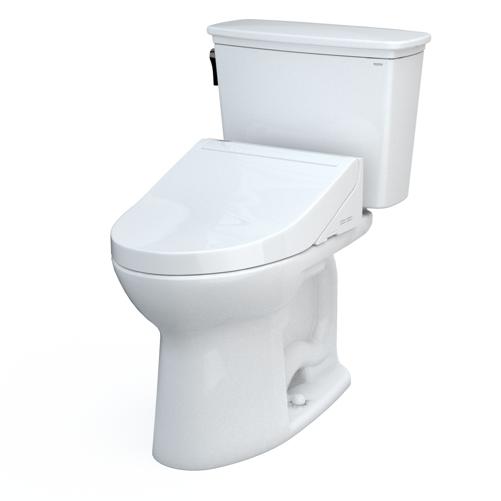 TOTO MW7863084CEFG.10#01 Drake Transitional Washlet+ Two-Piece Elongated 1.28 Gpf Universal Height Tornado Flush Toilet With C5 Bidet Seat - Cotton White