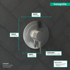 HANSGROHE 15739001 Ecostat S Pressure Balance Trim - Chrome