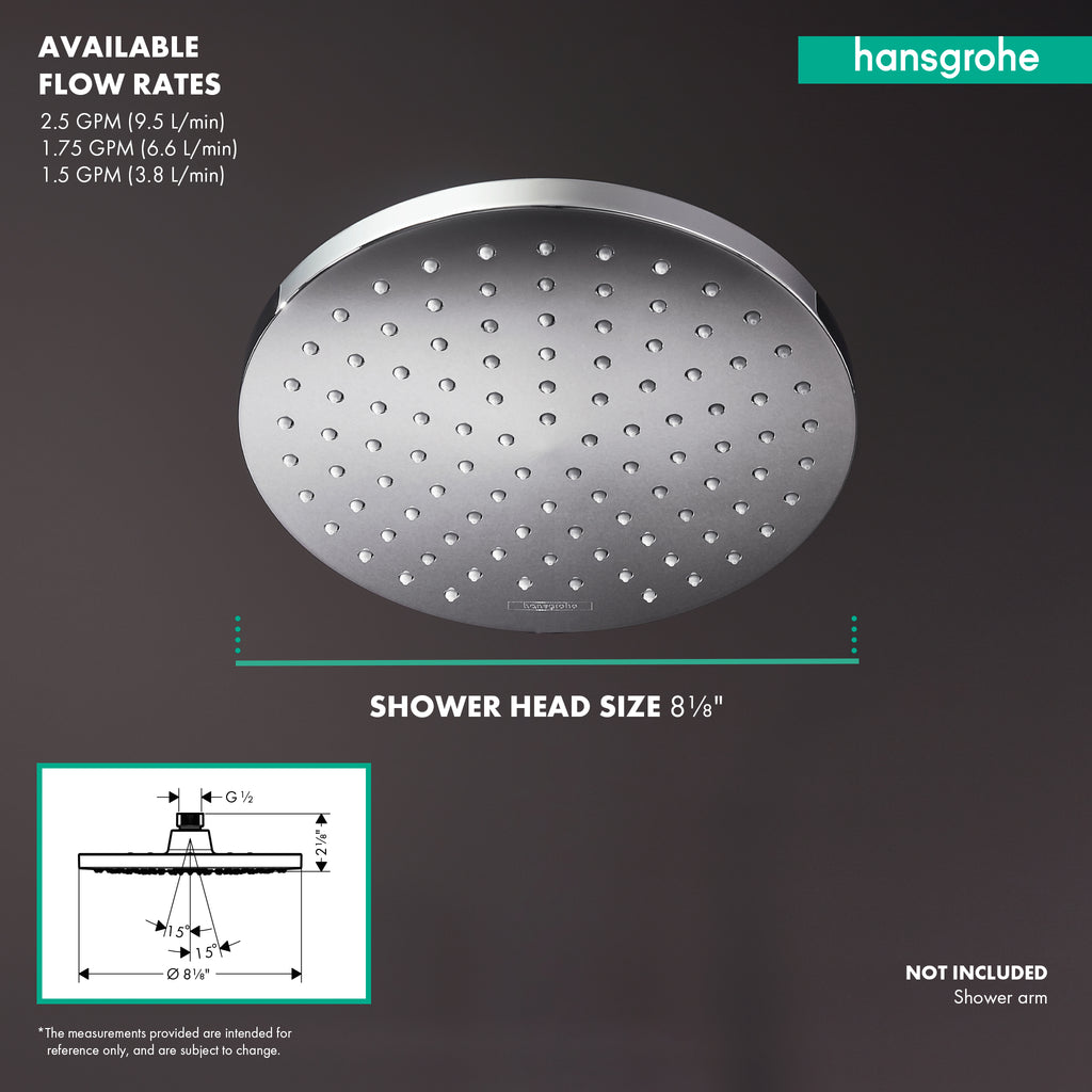 HANSGROHE 26093671 Vernis Blend Showerhead 200 1-Jet, 1.5 GPM - Matte Black