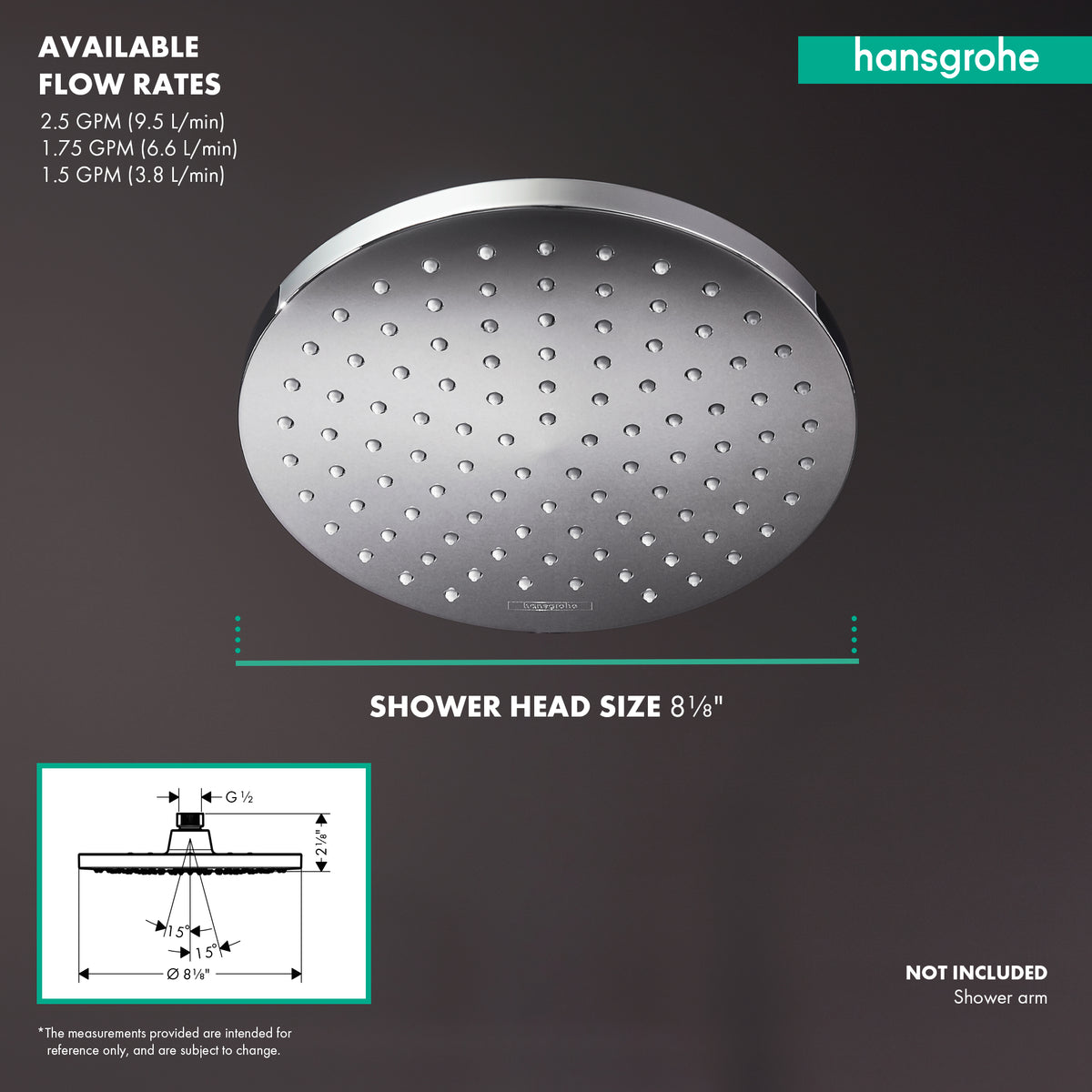 HANSGROHE 26093671 Vernis Blend Showerhead 200 1-Jet, 1.5 GPM - Matte Black