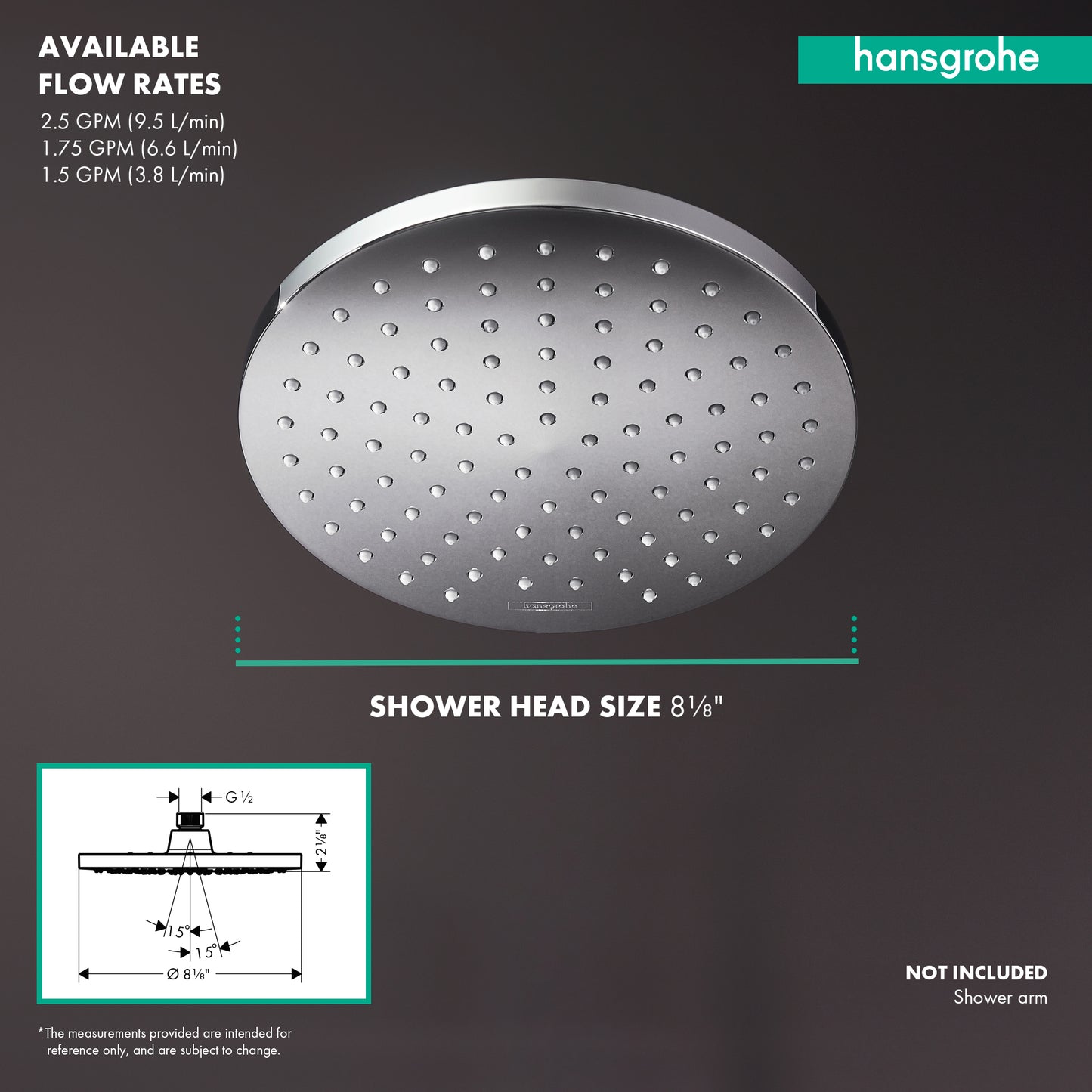 HANSGROHE 26093671 Matte Black Vernis Blend Showerhead 1.5 GPM