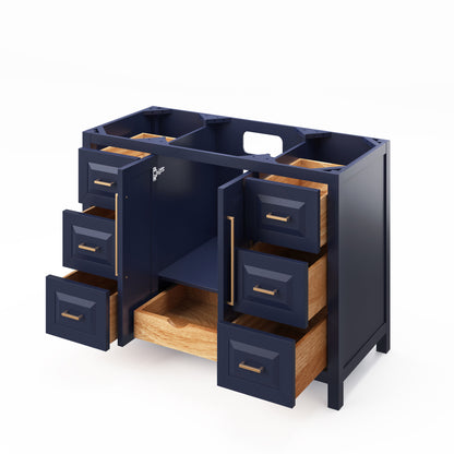 JEFFREY ALEXANDER VKITCAD48WHWCR 48" White Cade Vanity, White Carrara Marble Vanity Top, undermount rectangle bowl - White