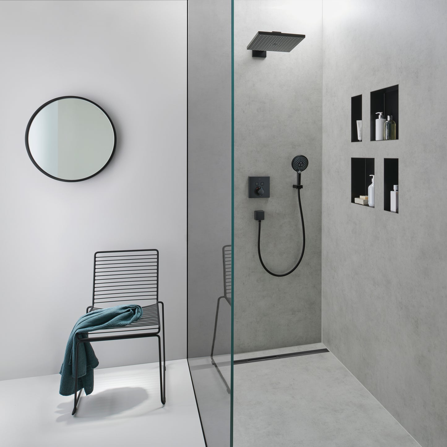 HANSGROHE 56070670 XtraStoris Minimalistic Wall Niche with Open Frame 12"x 6"x 4" - Matte Black